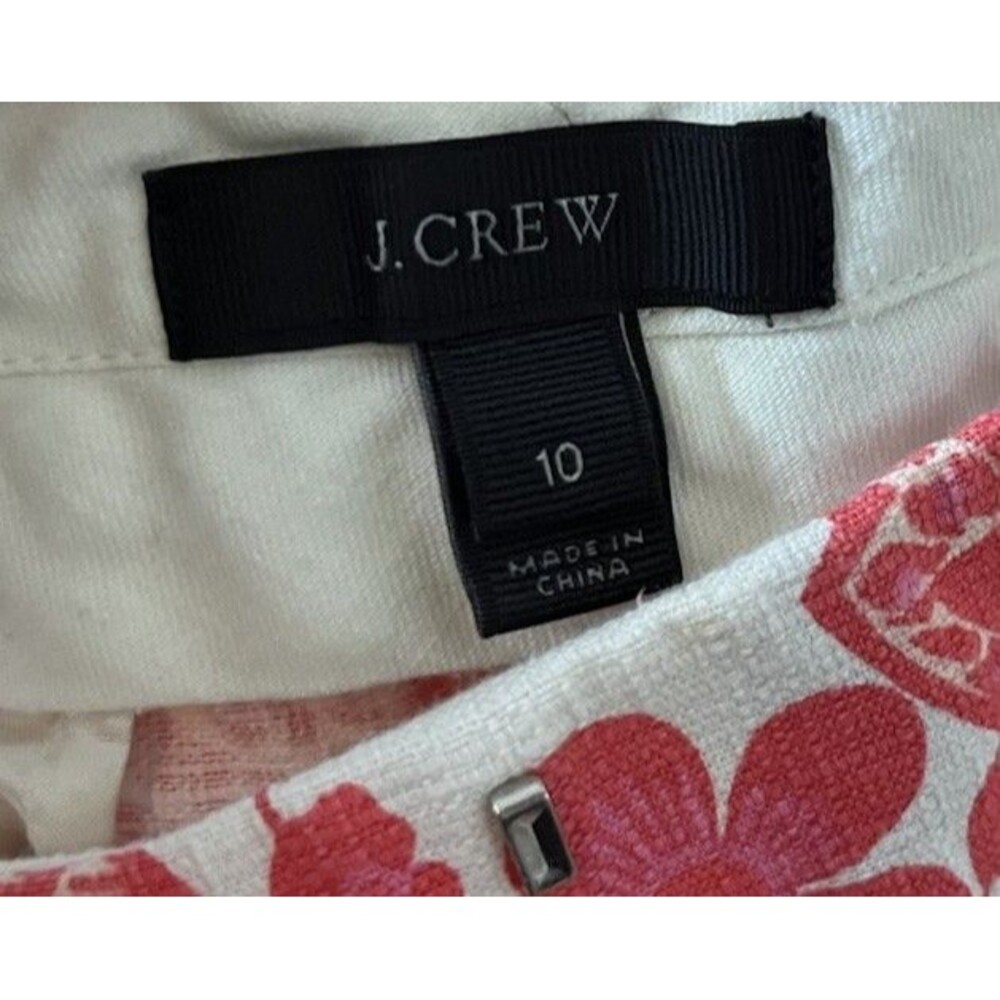 J Crew Pink White Floral Textured Chino Shorts Size 10 - Picture 3 of 9